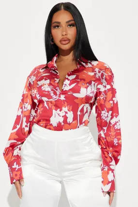 Places To Be Floral Shirt - Red/combo