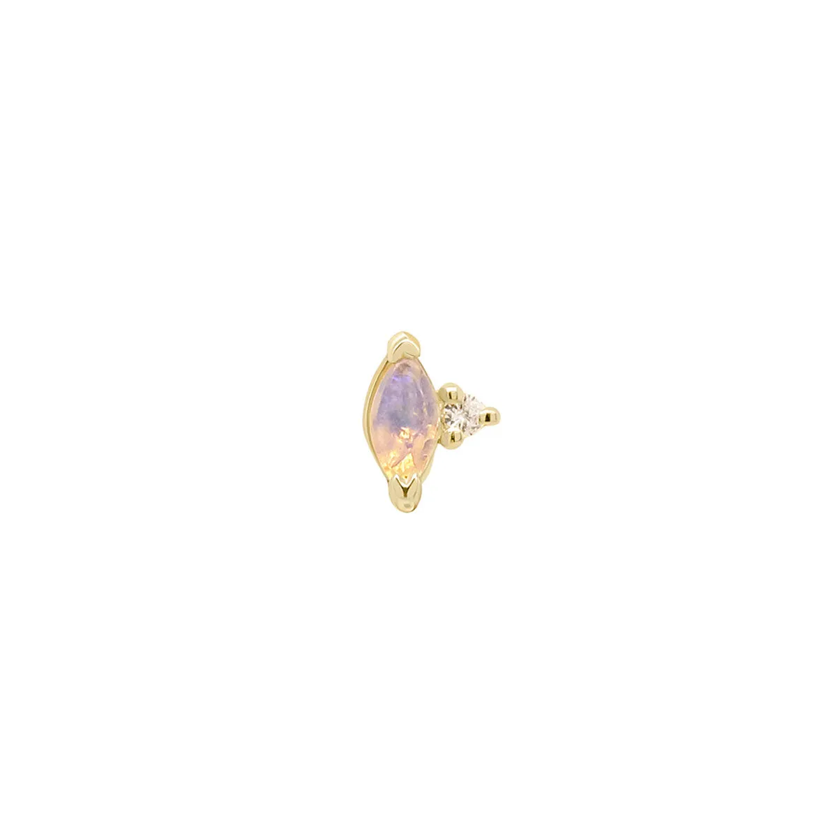 Porter Lyons 14k Marquise Opal   Diamond Threaded Flat Back Earring