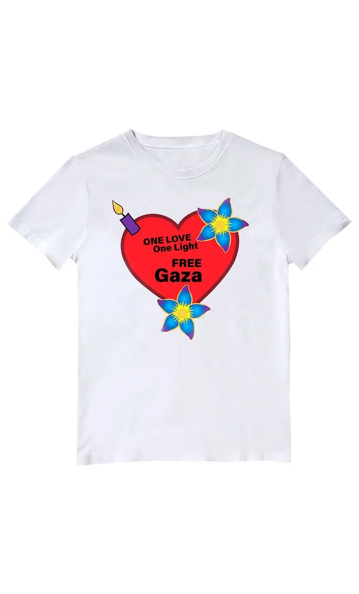 "One Love, One Light : Free Gaza" Printed T-shirt