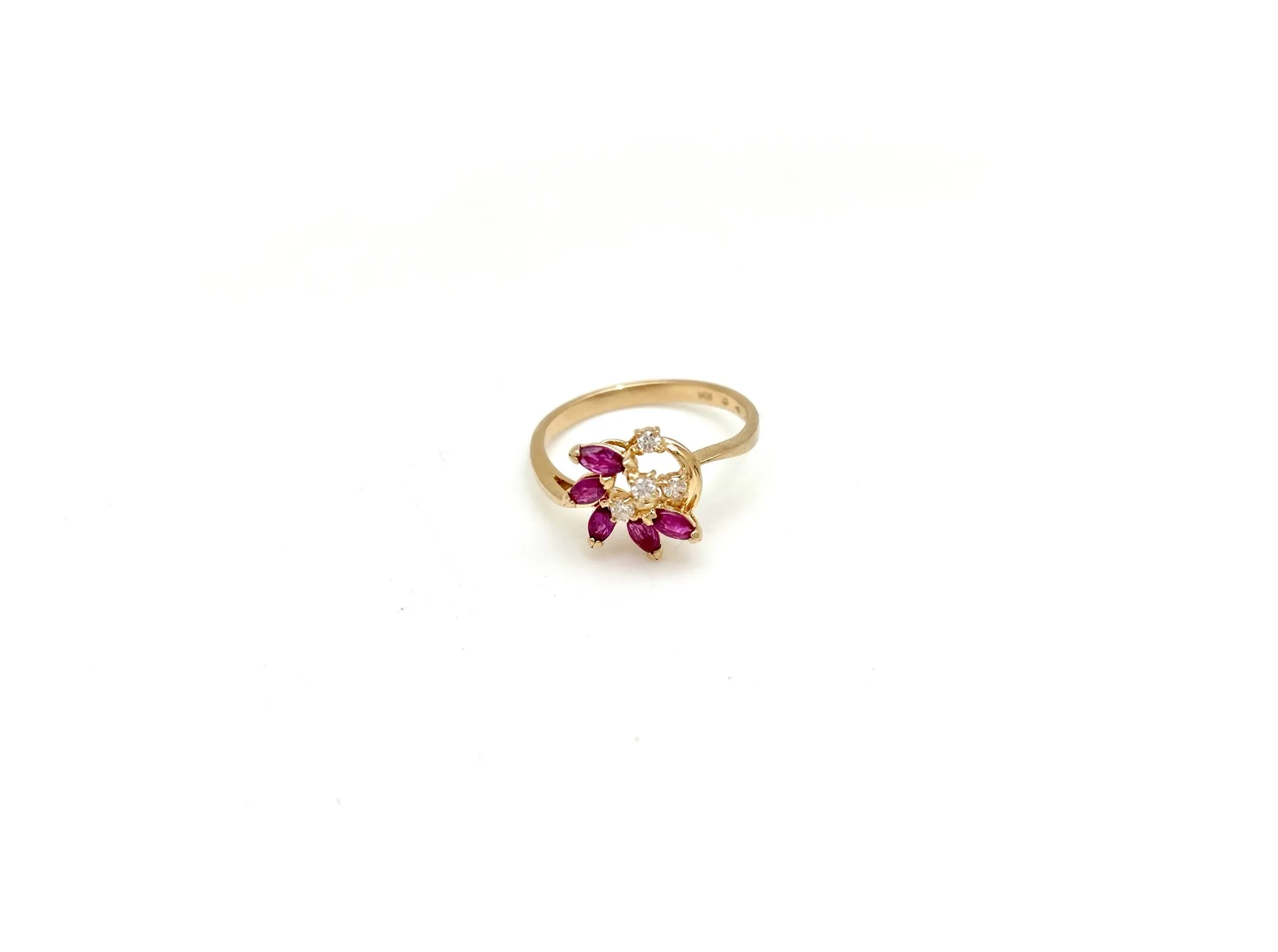 Ruby & Diamond Spiral Ring (14K, 6.25)