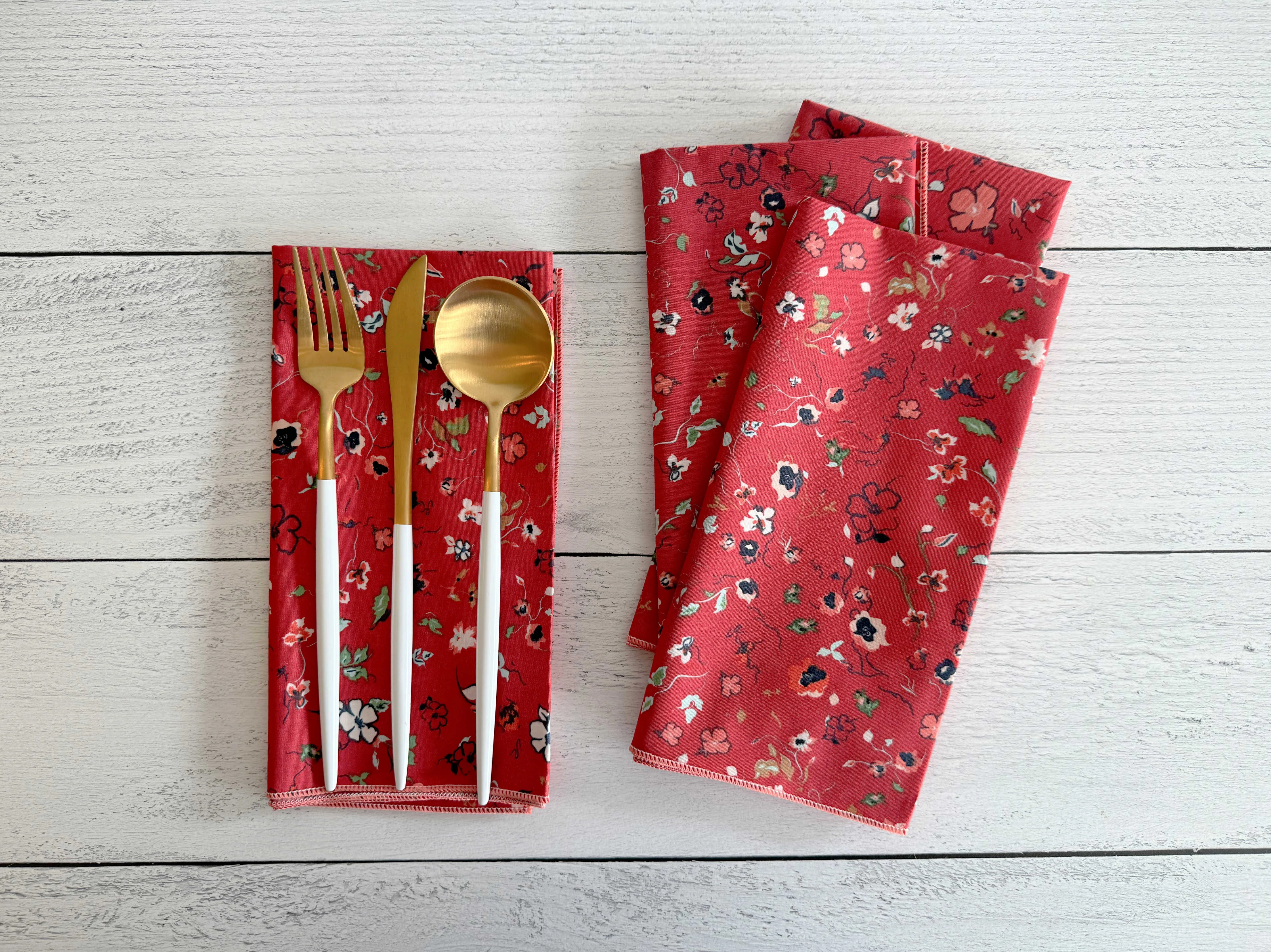 Ruby's Garden Cloth Napkins, set of four