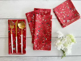 Ruby's Garden Cloth Napkins, set of four