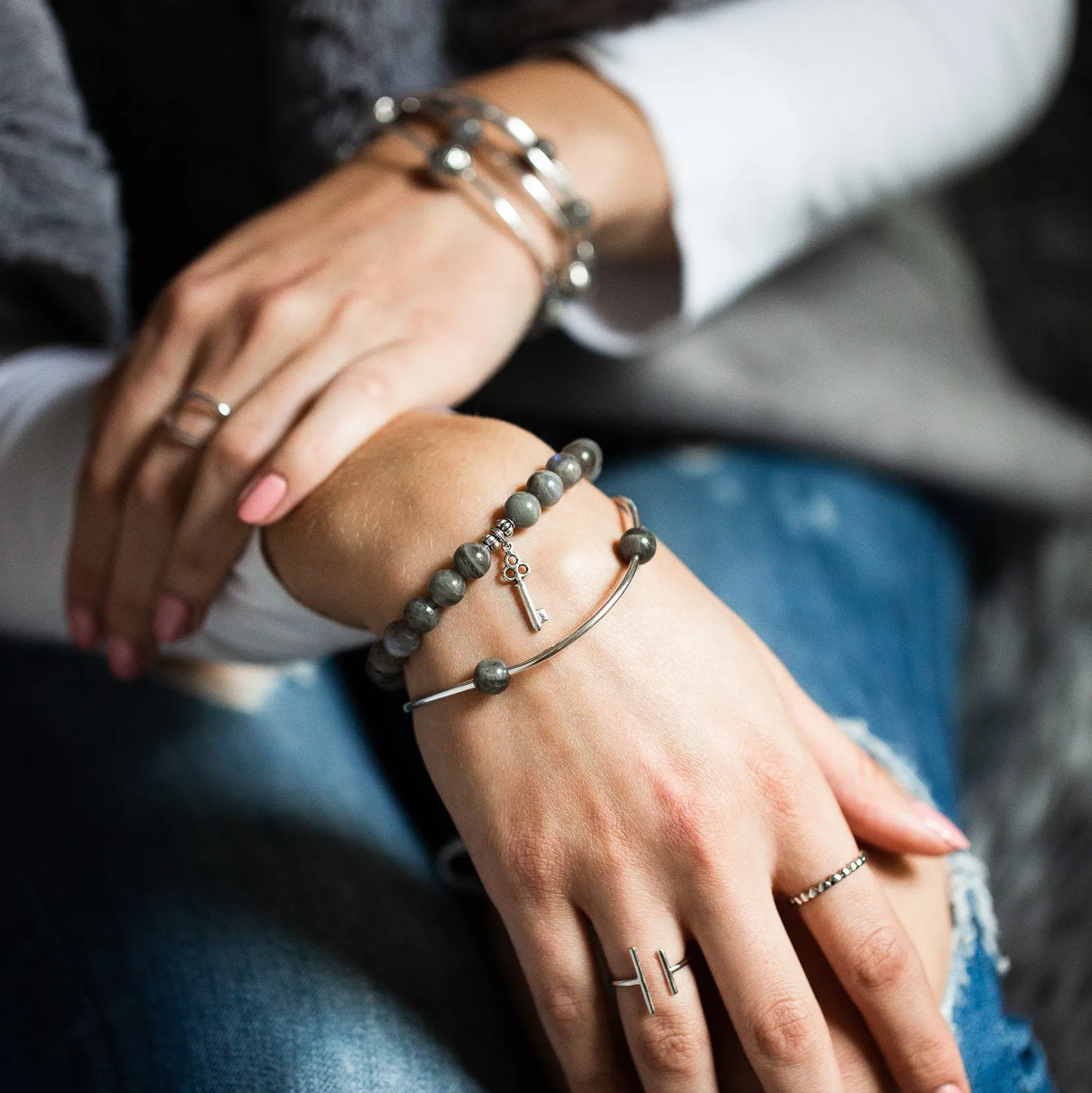 Starfish | Stone Beaded Charm Bracelet | Botswana