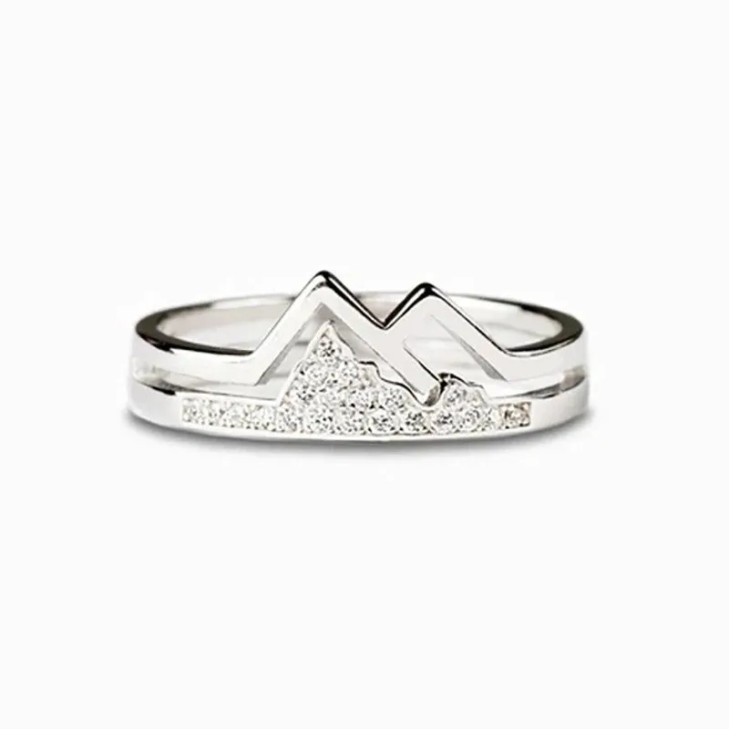 Sterling Silver Snow Caps Mountain Range Ring For Women