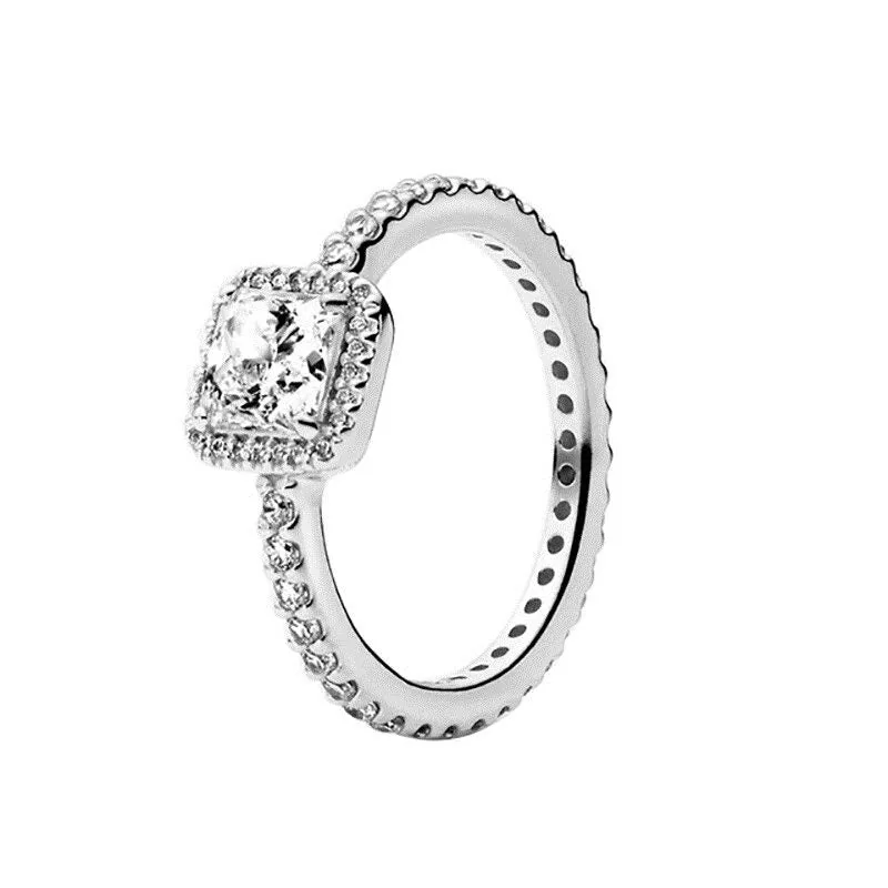 Sterling Silver Zircon Round Sparkling Ring For Women