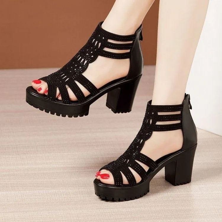 Stylish Women's Open Toe Chunky Heel Sandals with Anti-Slip Design and Soft Sole