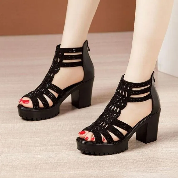 Stylish Women's Open Toe Chunky Heel Sandals with Anti-Slip Design and Soft Sole