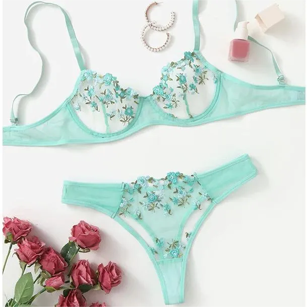 Sweet Pink Cute Floral Lingerie