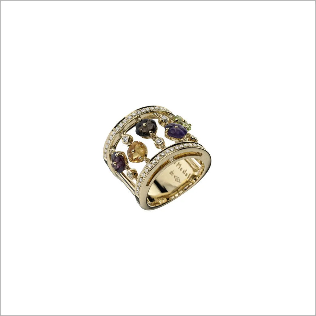 Tempia 18K Gold Ring with Amethyst, Citrine, Peridot & Diamonds