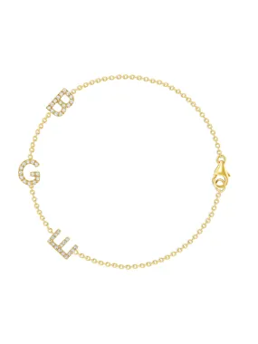 The Diamond Initial Bracelet 14K - 3 Letters