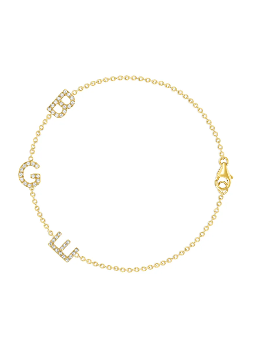 The Diamond Initial Bracelet 14K - 3 Letters