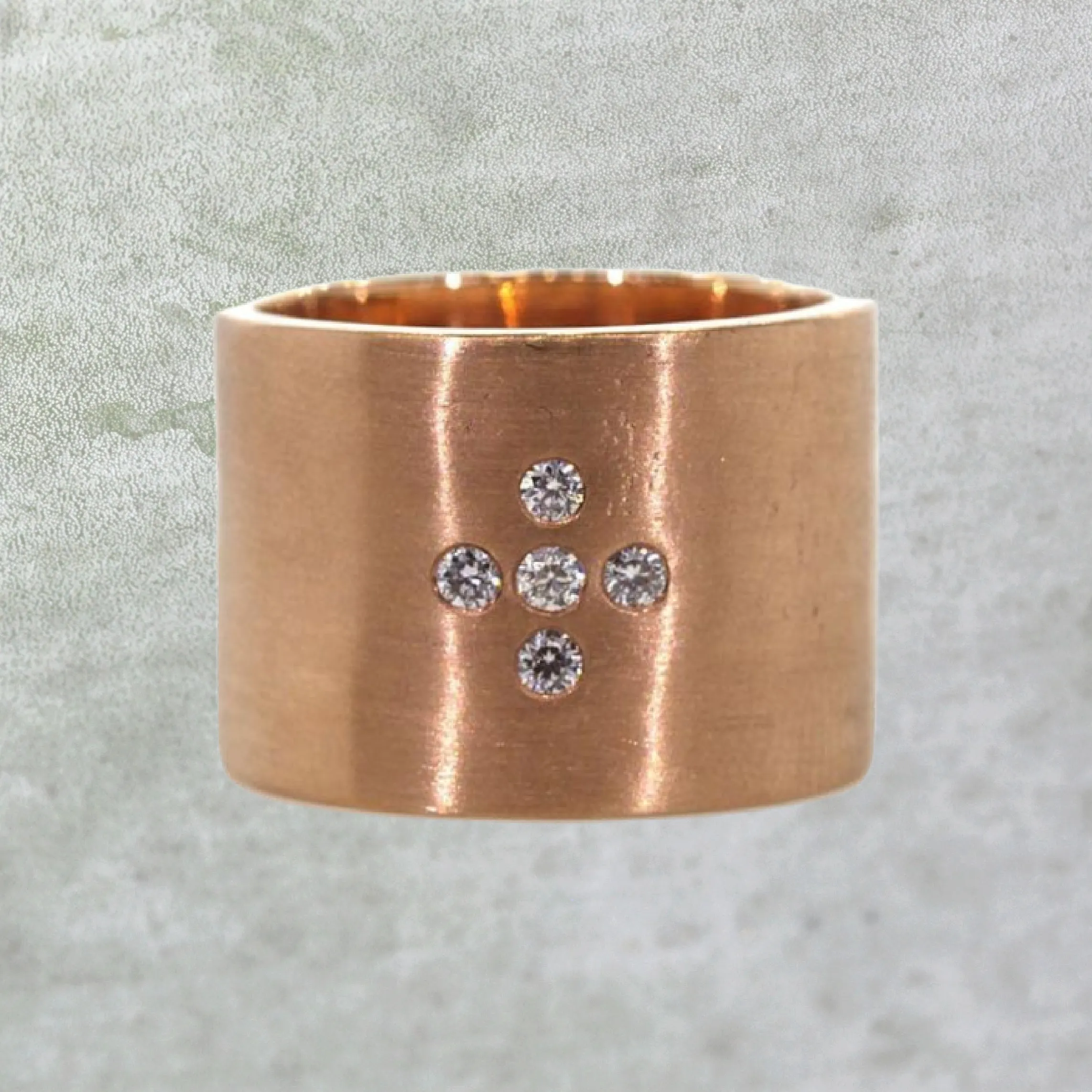 Thick Rose Gold Diamond Cross Ring