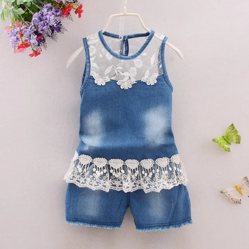 Toddler Denim Floral Jumpsuit