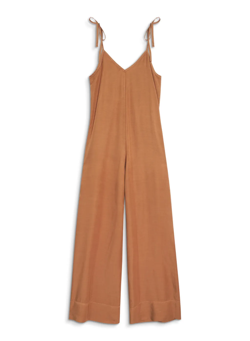 Viscose Satin Jumpsuit in Cafe