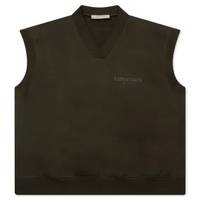 Women's V Neck Vest - Off Black